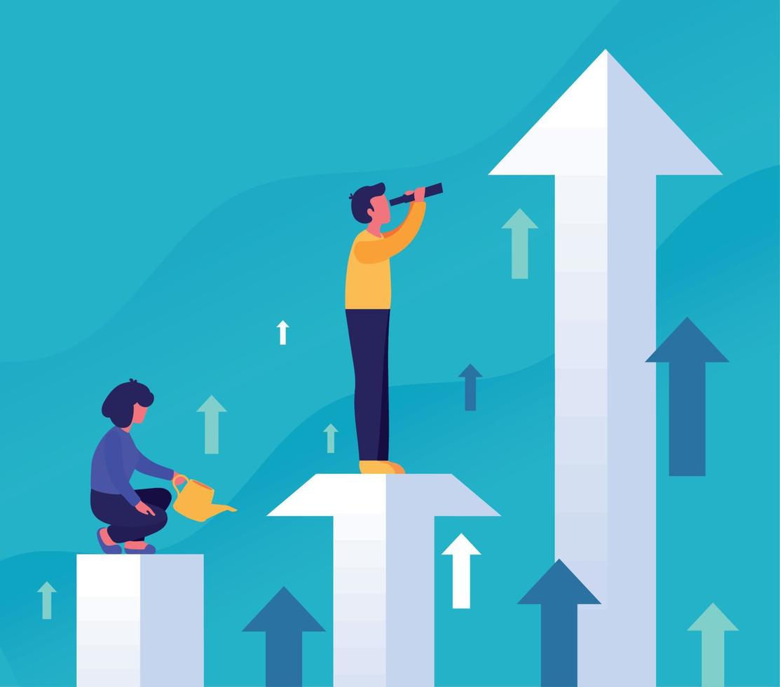 people and financial growth vector
