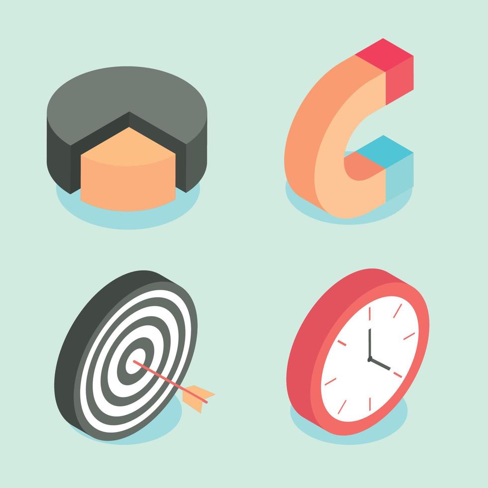 isometric marketing icons vector