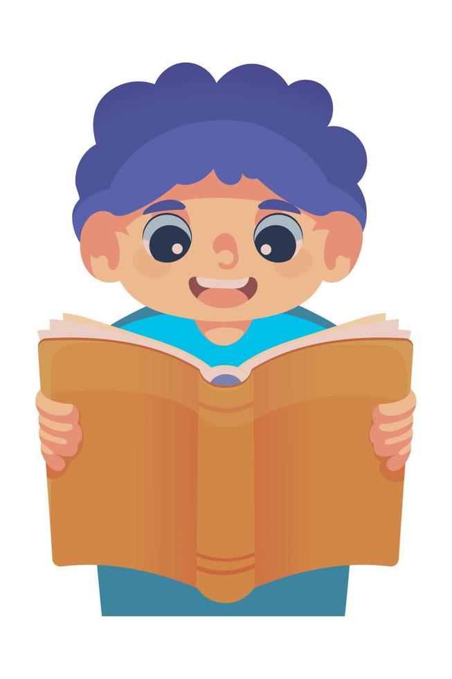 libro de lectura masculino feliz vector