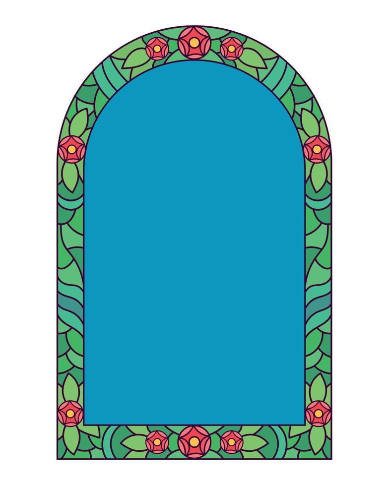 stained glass flowers frame vector