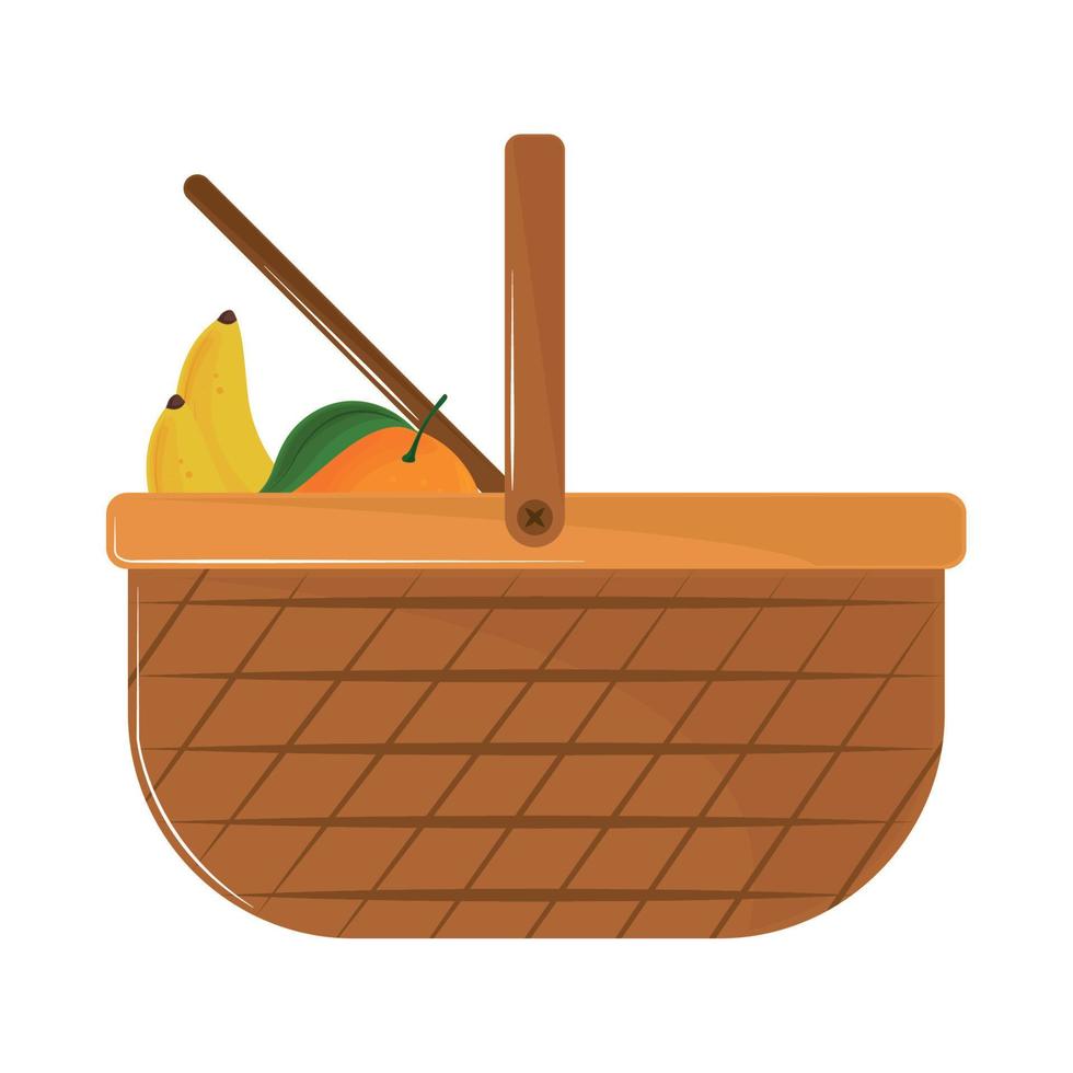 picnic basket and fruits vector