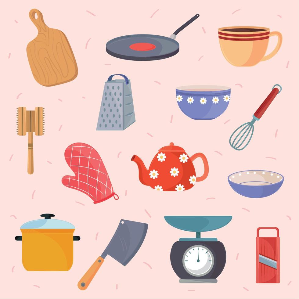 cute kitchen utensils, a set of kitchen appliances. 11732808 Vector Art at  Vecteezy