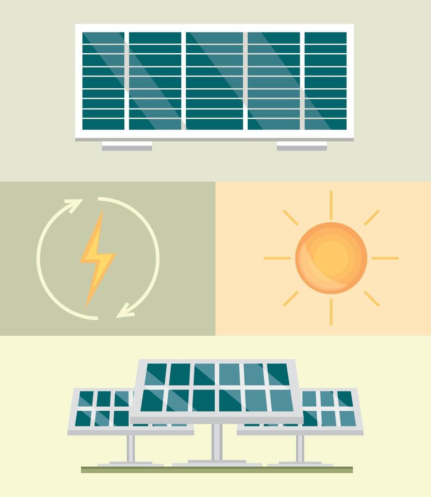 solar panel icons set vector