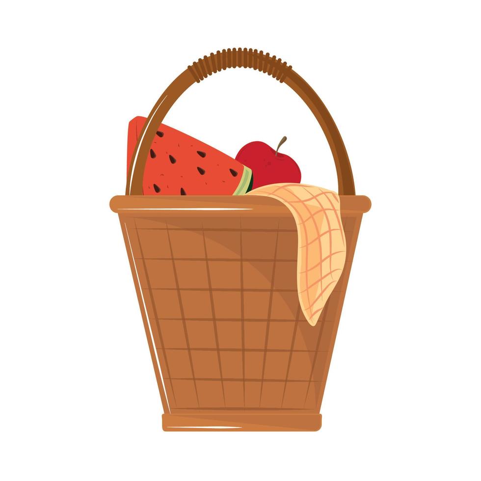 cesta de picnic y comida vector