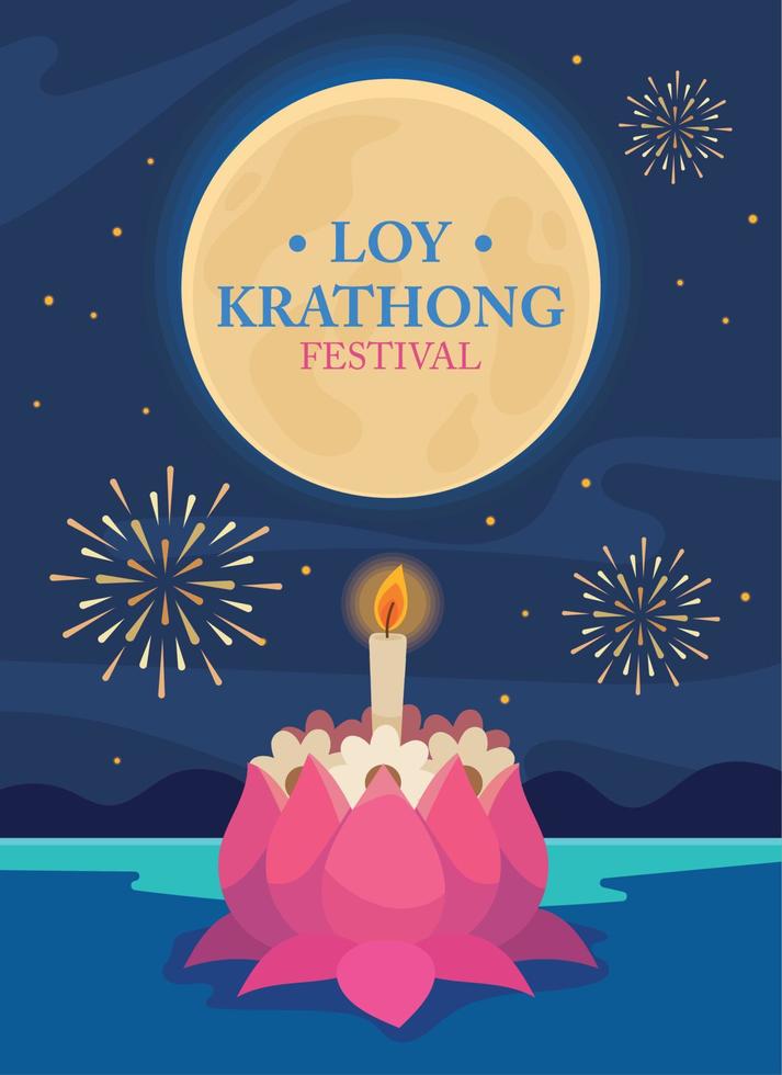 celebration loy krathong day vector