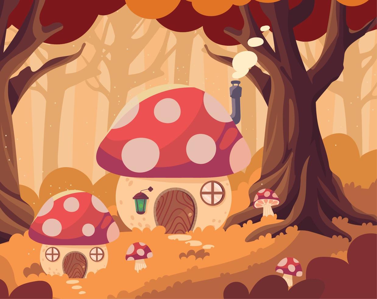 enchanted mushroom shape houses vector