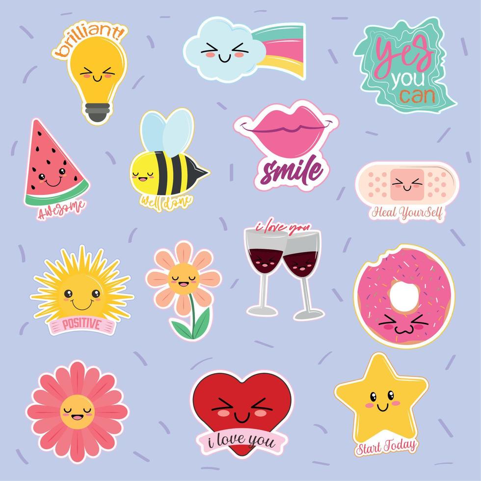 positive messages stickers vector