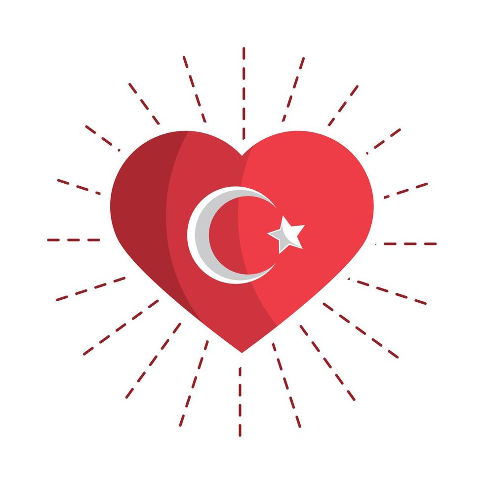 turkish flag heart vector