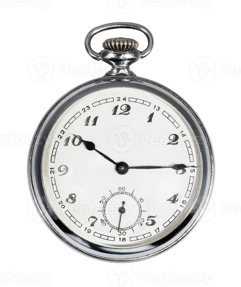 reloj de bolsillo vintage con esfera blanca aislada foto