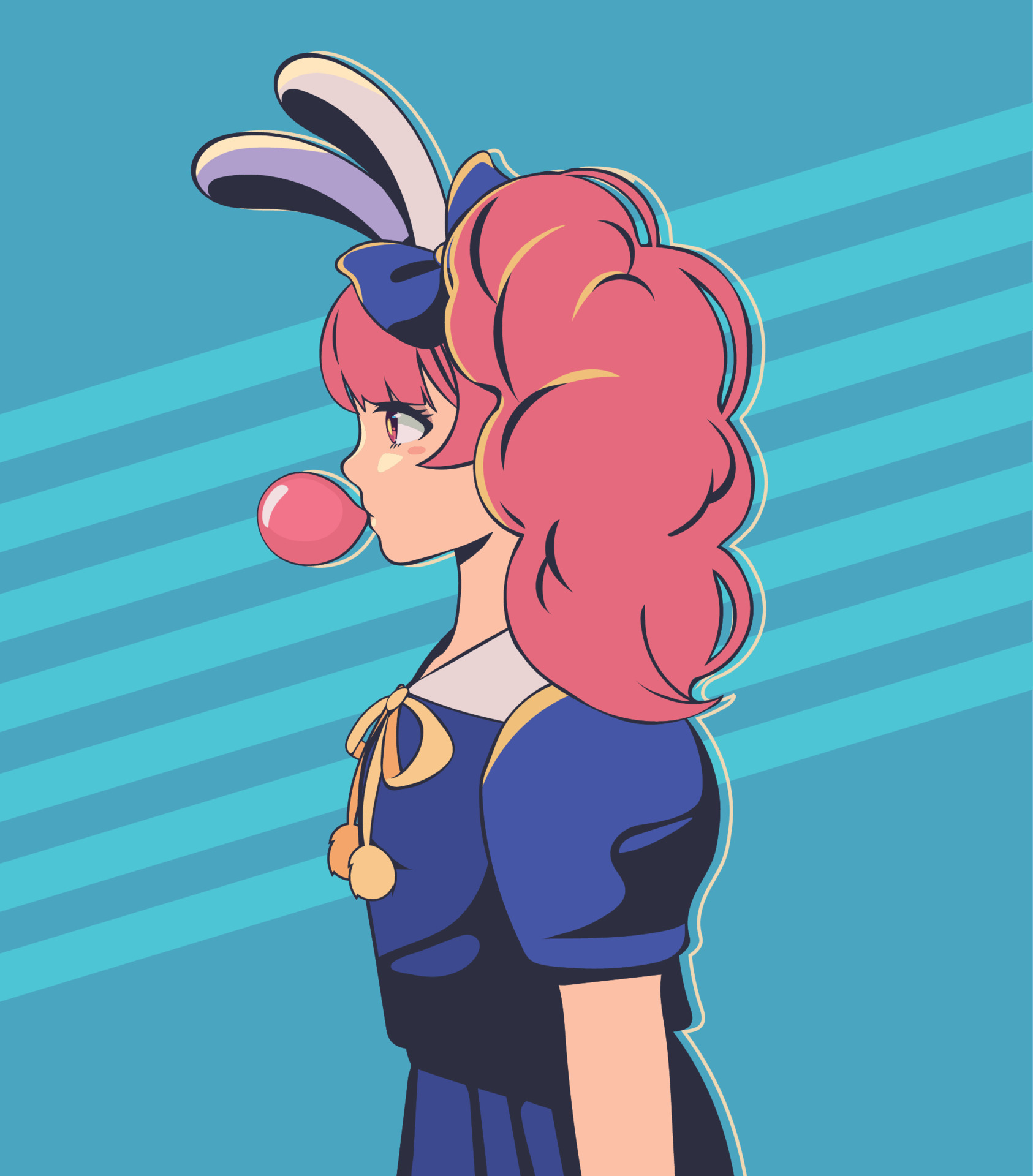 Anime Bubble Gum Blowing - 531x604 PNG Download - PNGkit