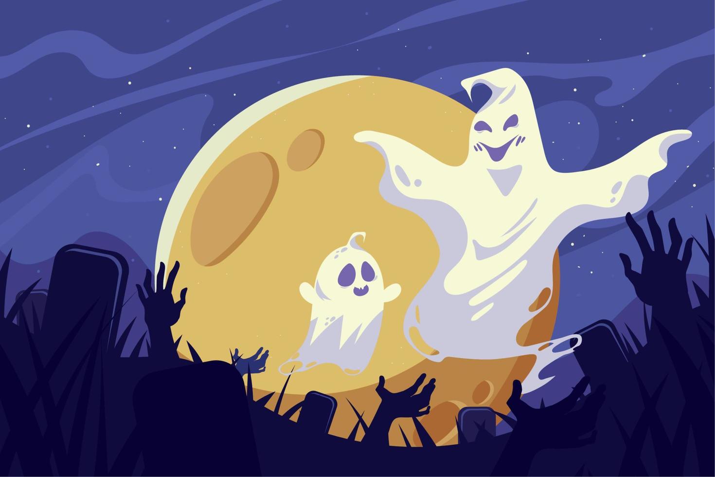 halloween ghosts night vector