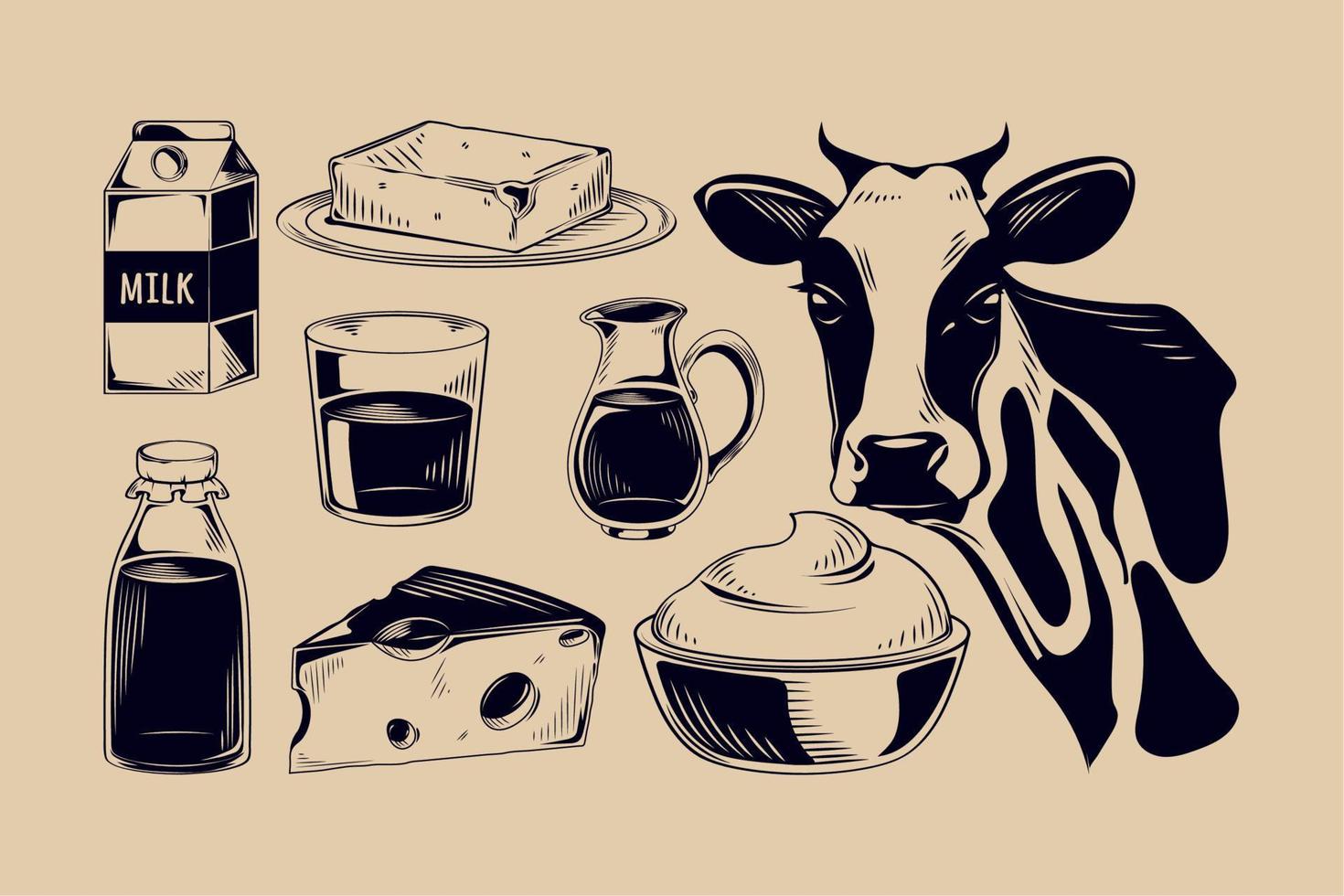 conjunto de iconos productos lácteos vector