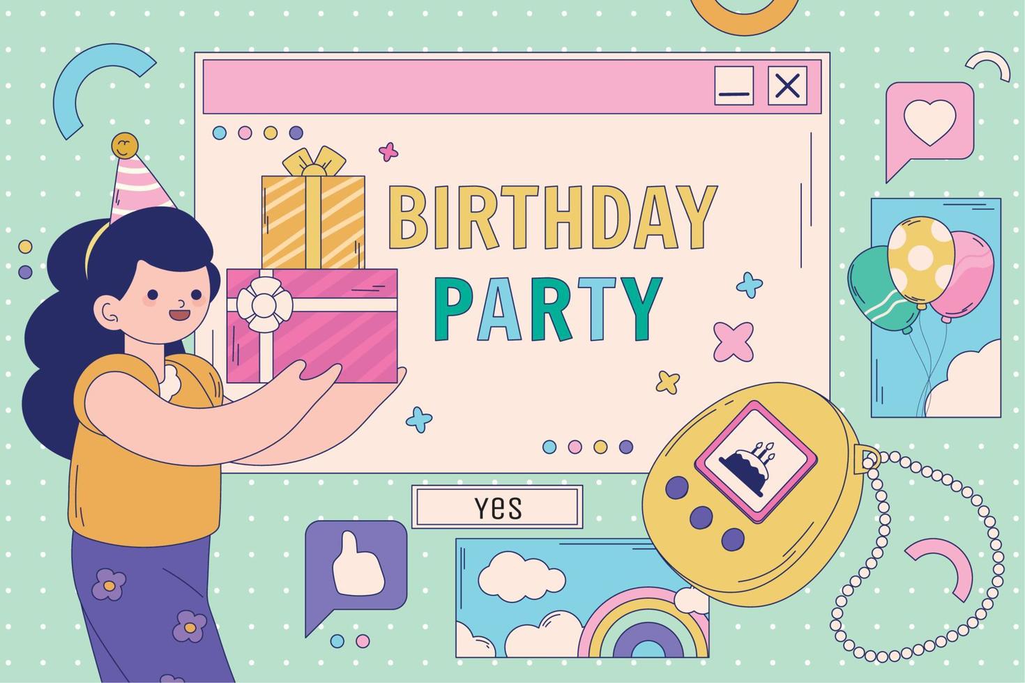 birthday party card vector