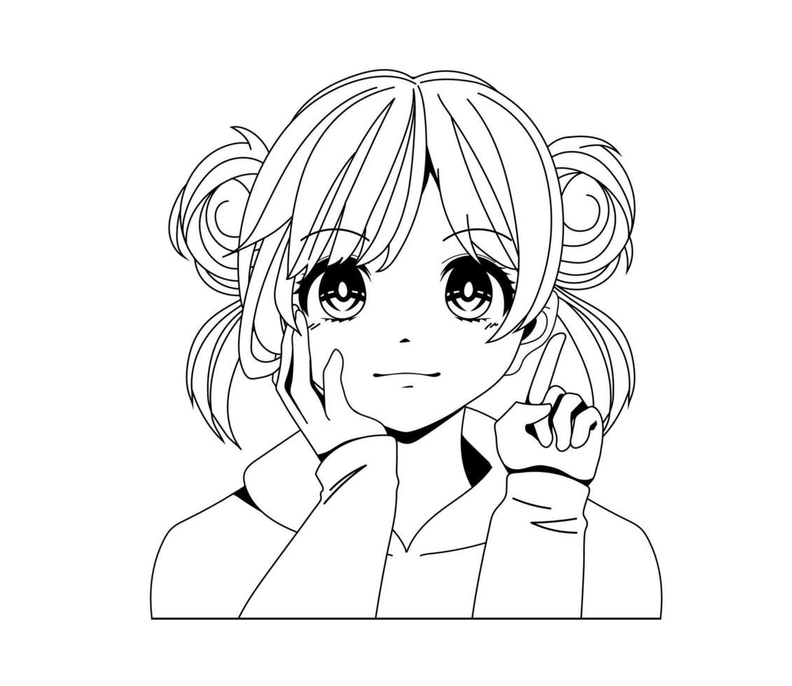 anime female line style vector