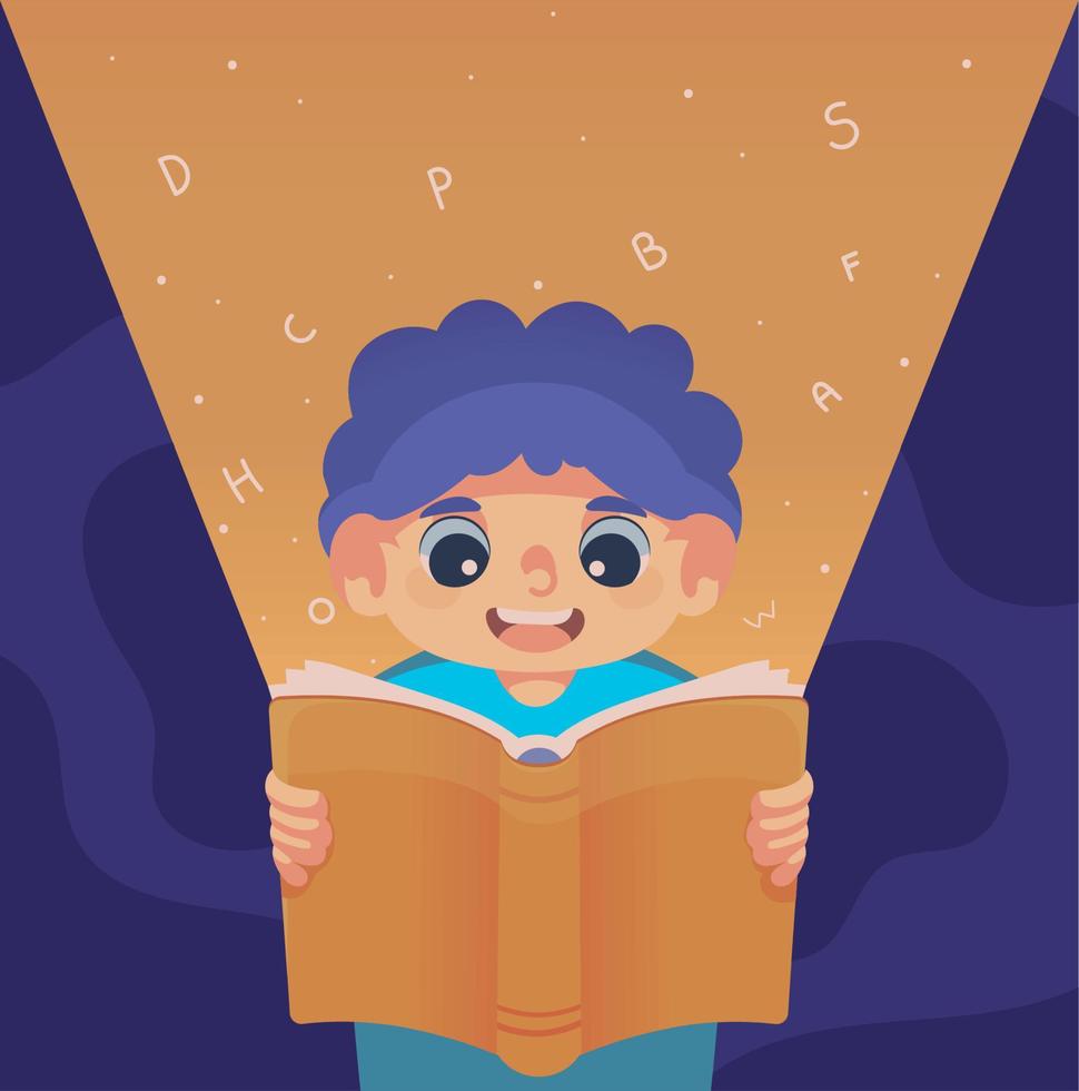 boy reading a book vector