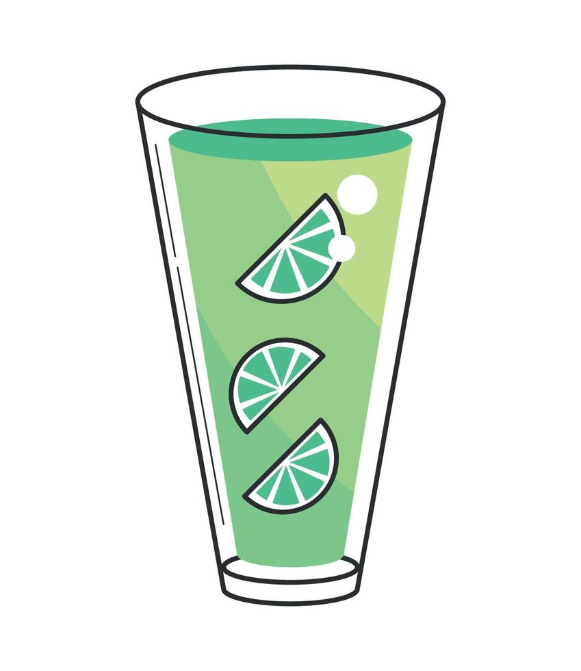 cocktail with slice lemon vector