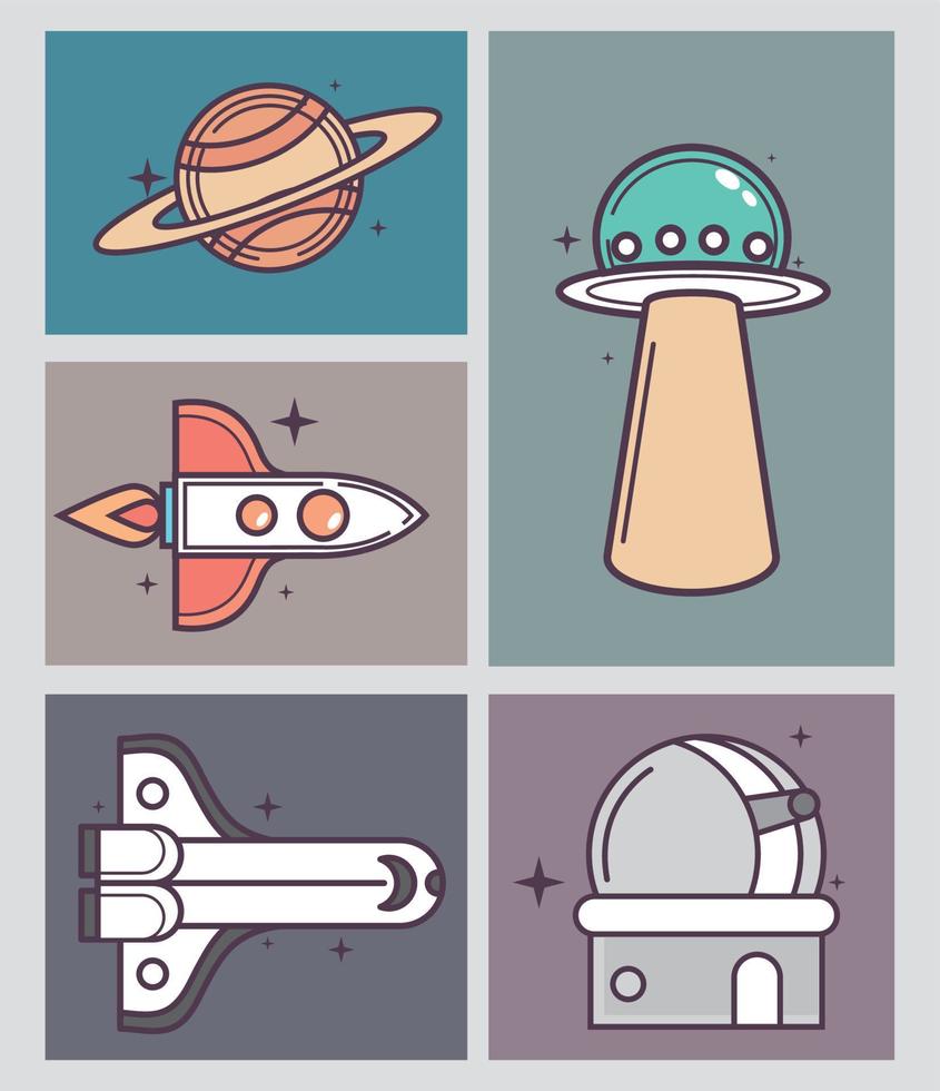 icons collection space vector