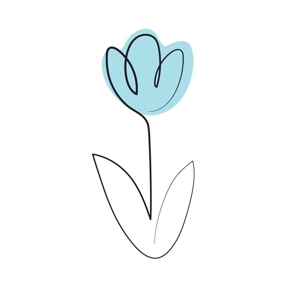 one line drawing flower vector
