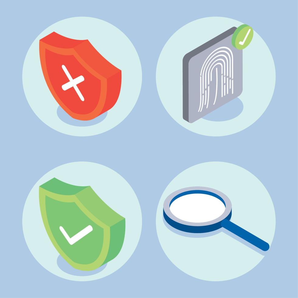 set of cyber security vector