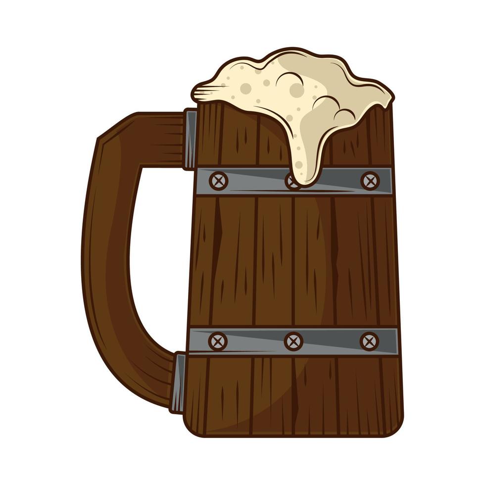 wooden beer mug vector
