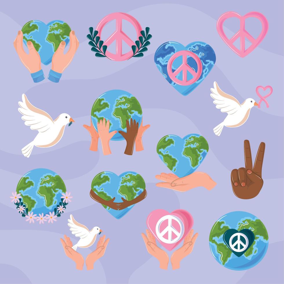 set of international day of peace vector