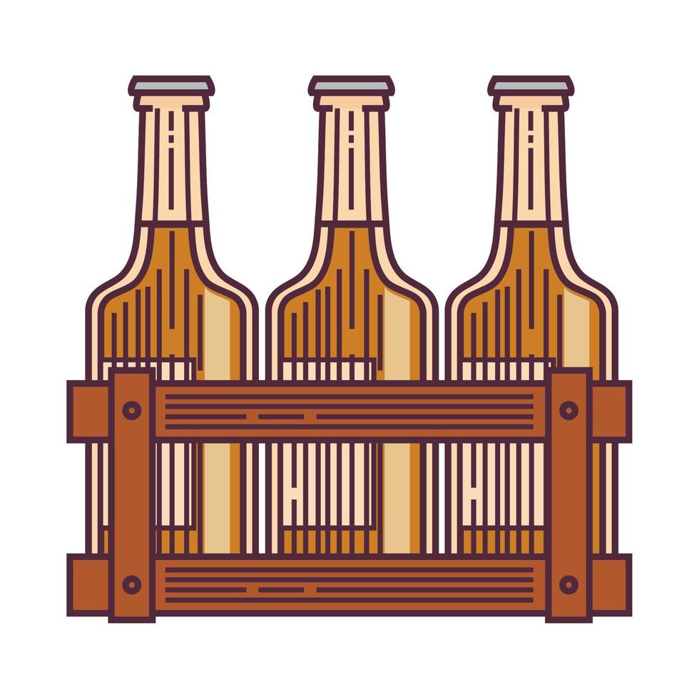 beer bottles in basket vector