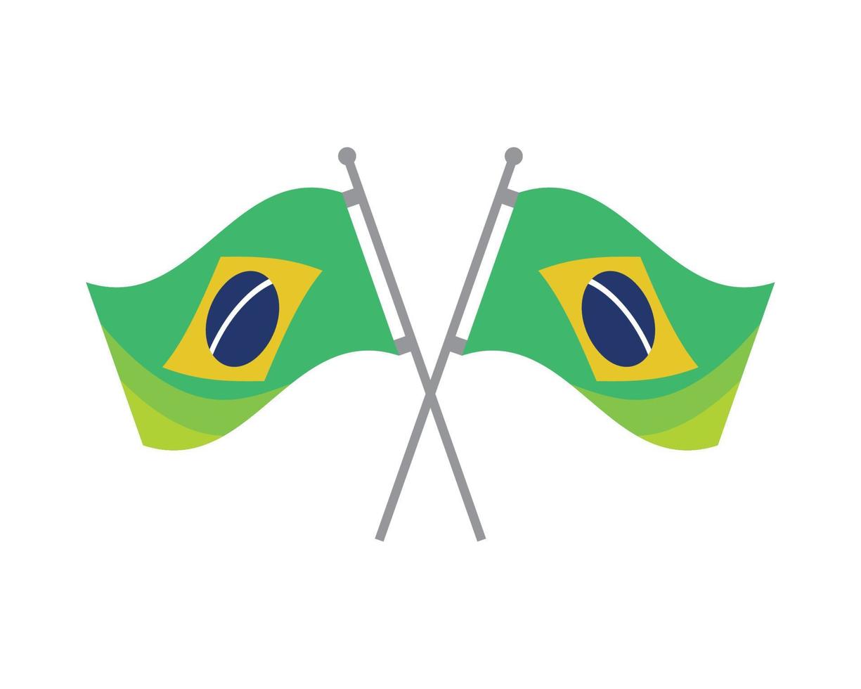 crossed flags of brazil vector