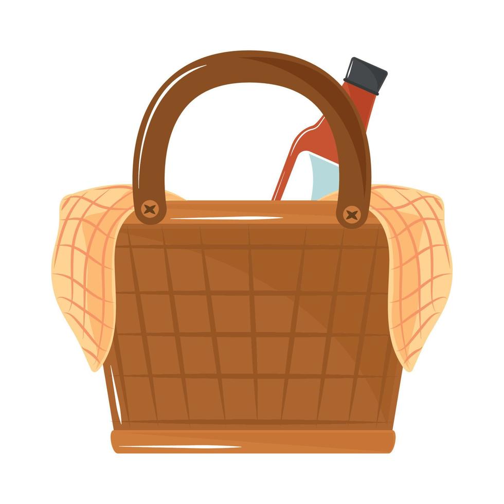 picnic basket and bottle sauce vector