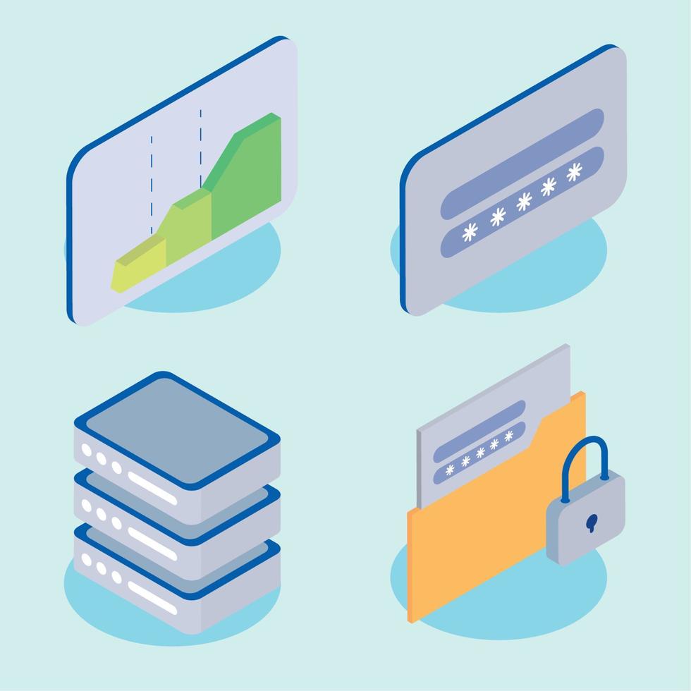 cyber security icons collection vector