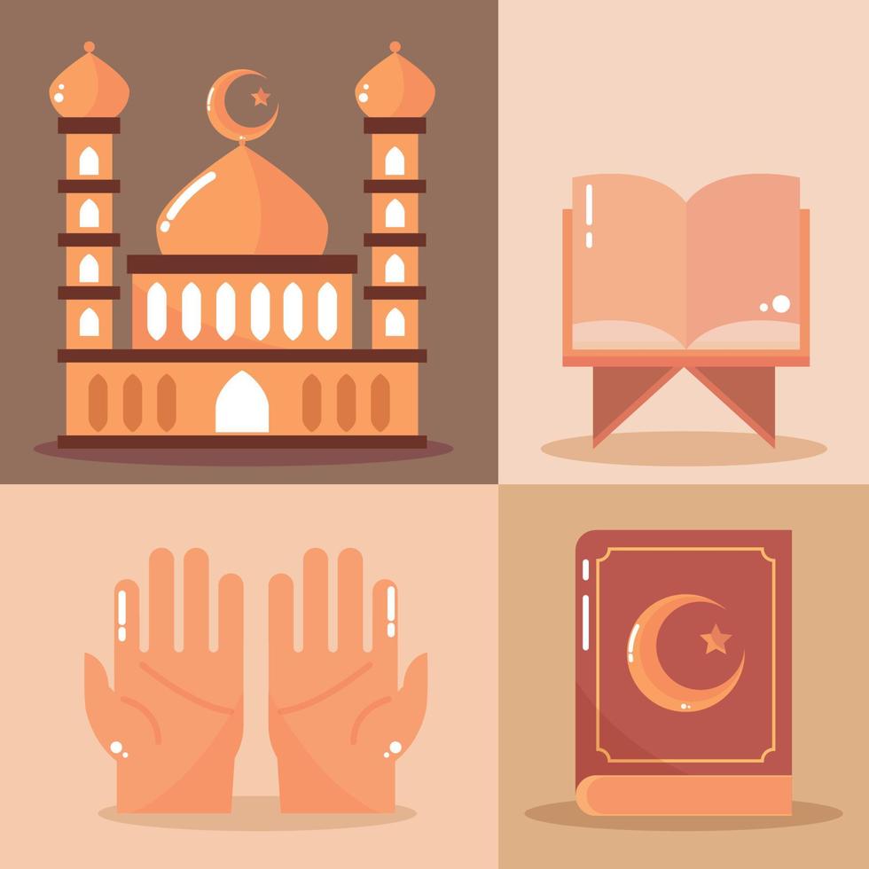 set of islamic religion vector