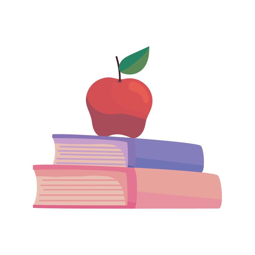 school books and apple vector