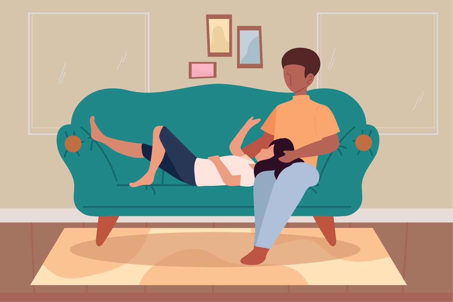 relaxing couple on a sofa vector