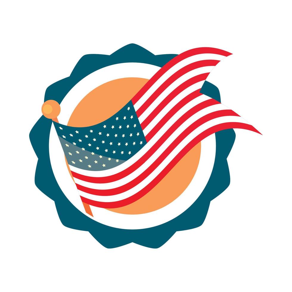 american flag label vector