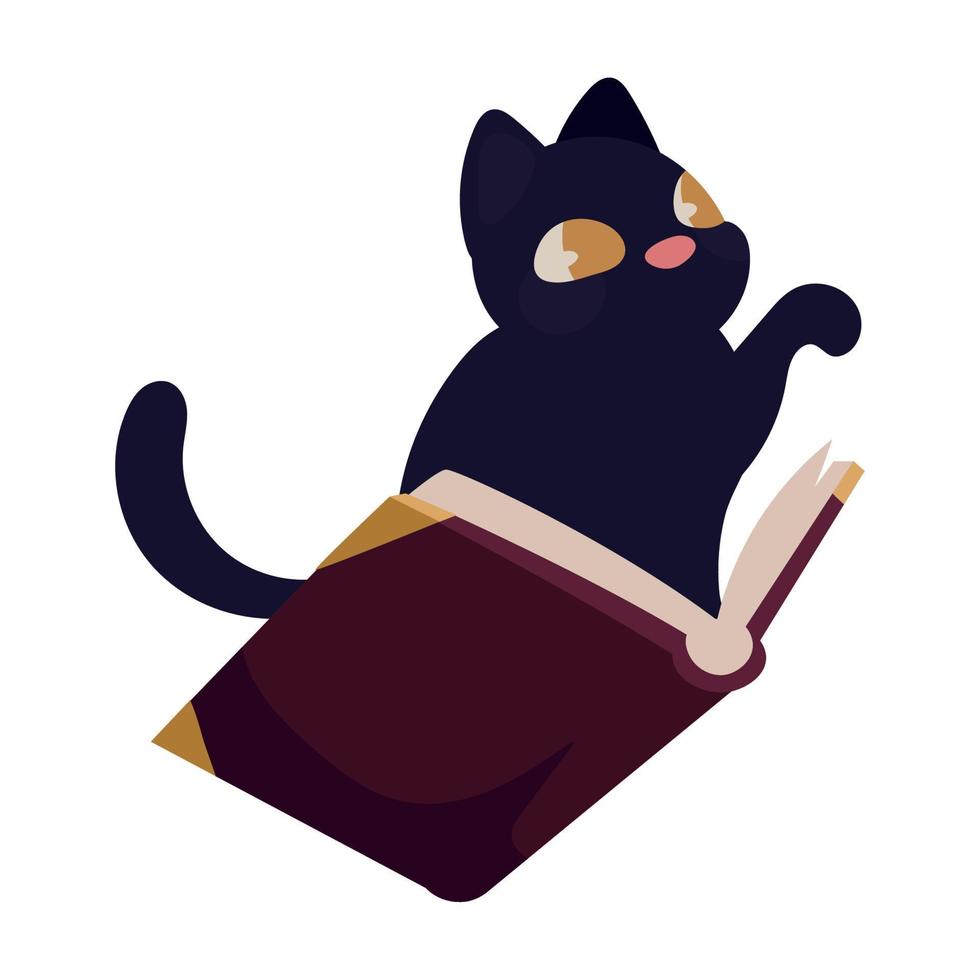 gato de halloween con libro vector