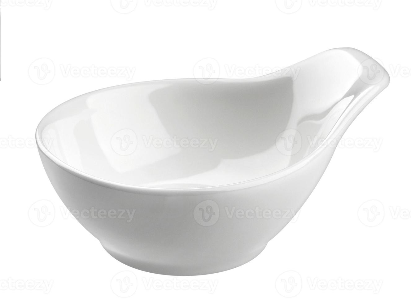 Empty sauce bowl isolated on white background with clipping path photo