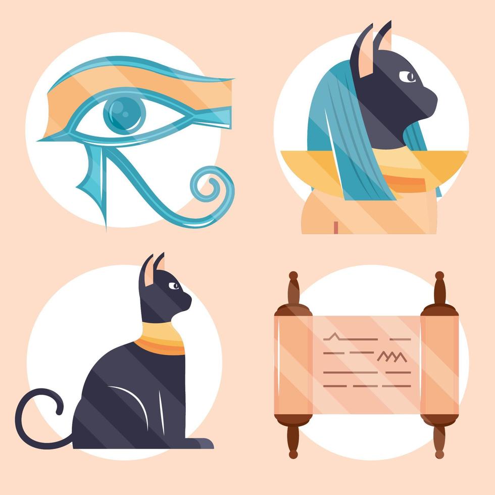 ancient egypt icon set vector