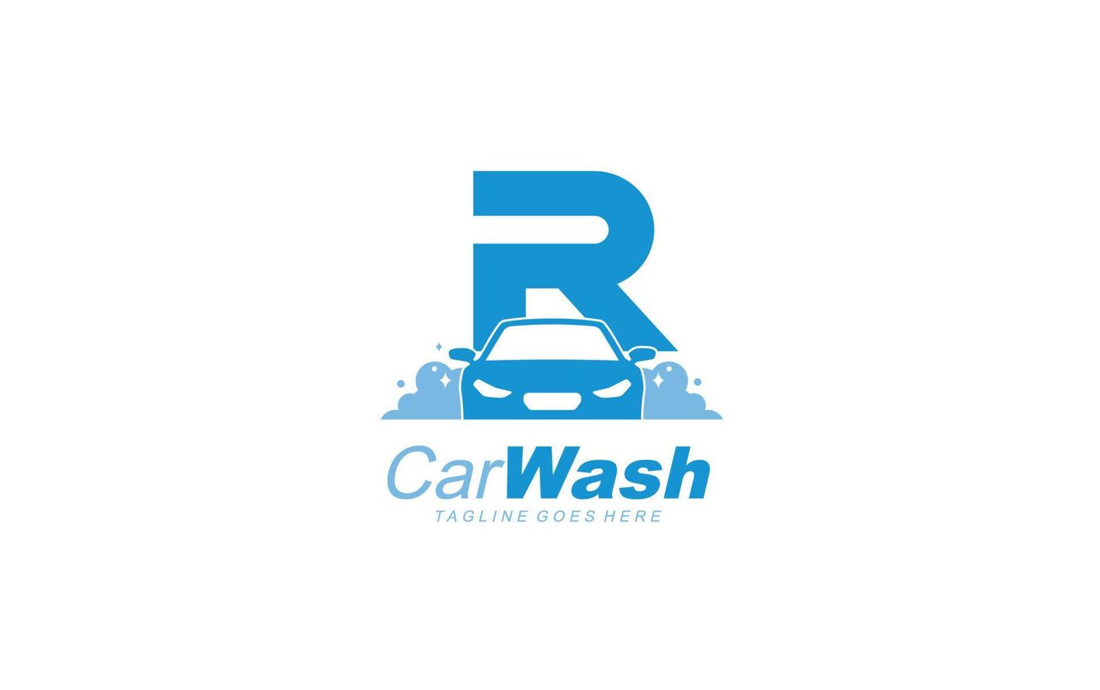 R logo carwash for identity. car template vector illustration for your brand.