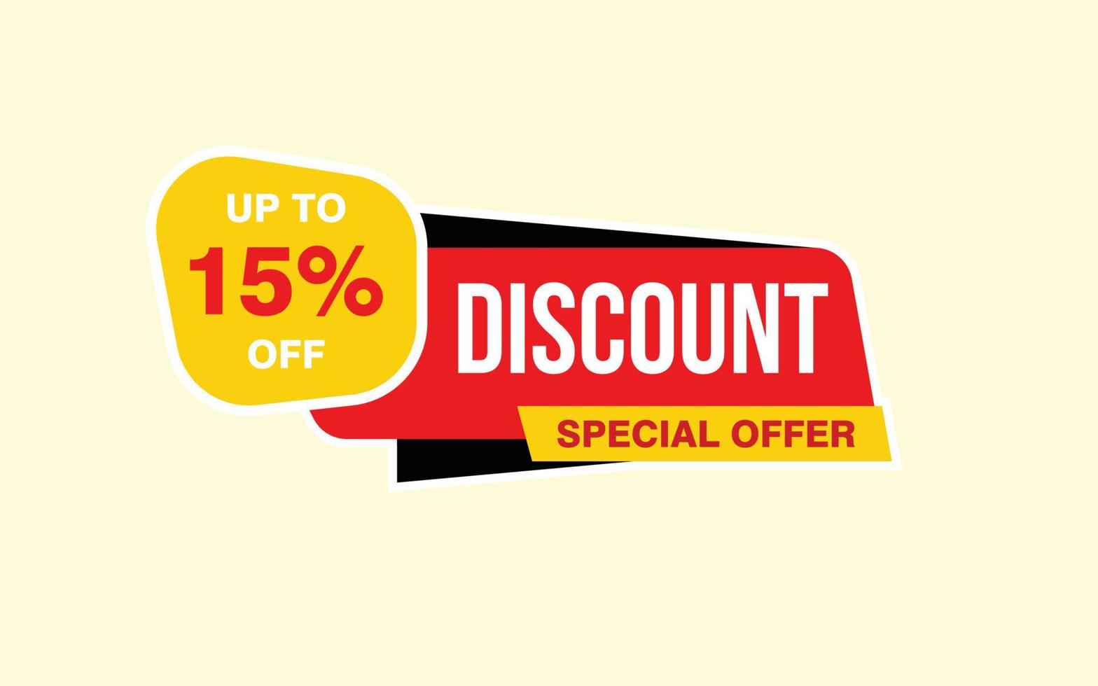 15 Percent discount offer, clearance, promotion banner layout with sticker badge. vector