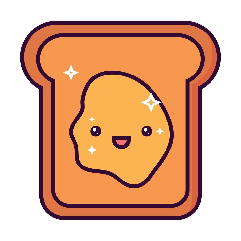 kawaii bread with butter vector