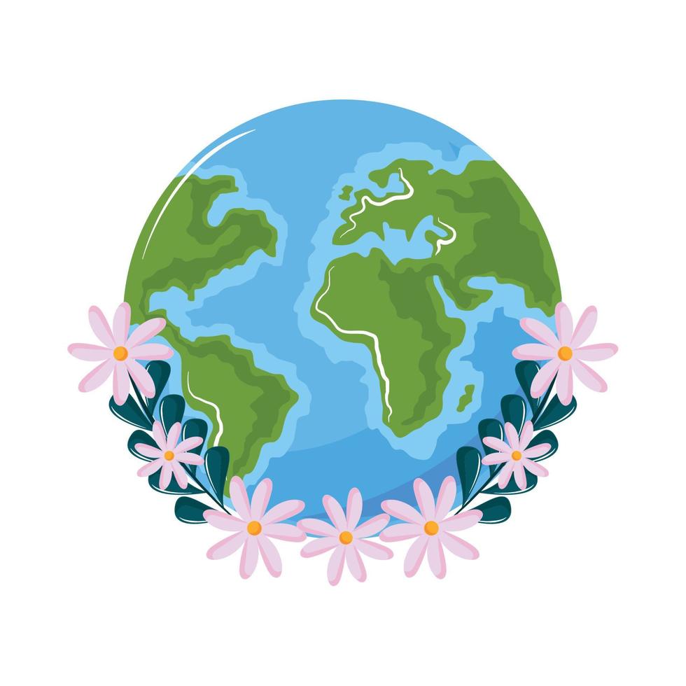 peace world with flowers vector