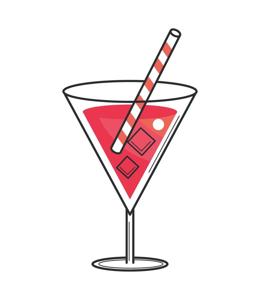 cocktail with straw icon vector