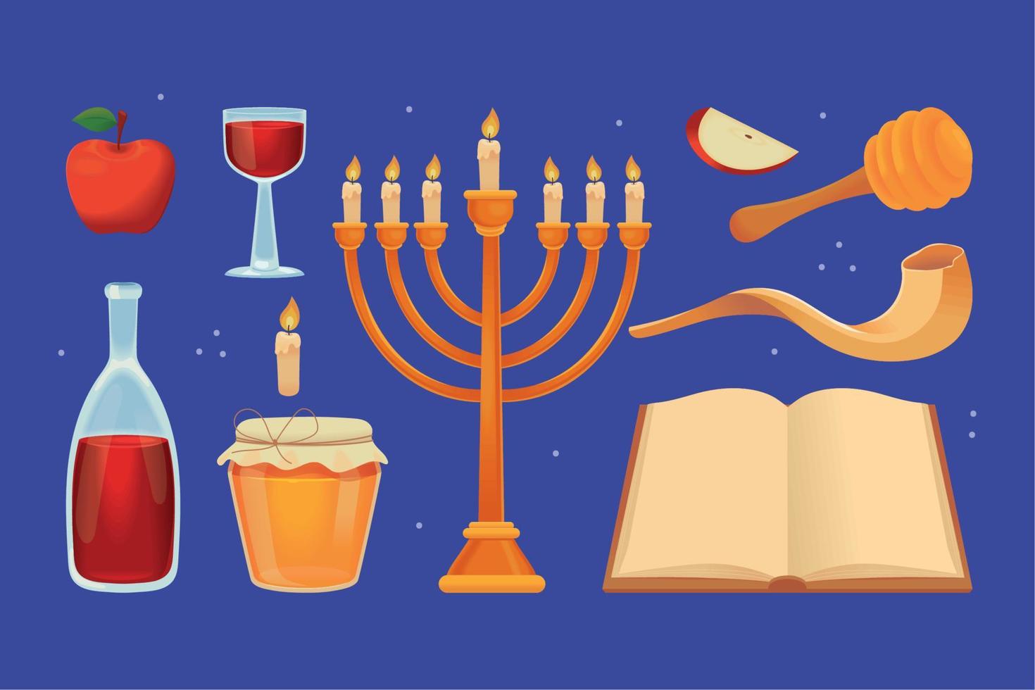 icons set rosh hashanah vector