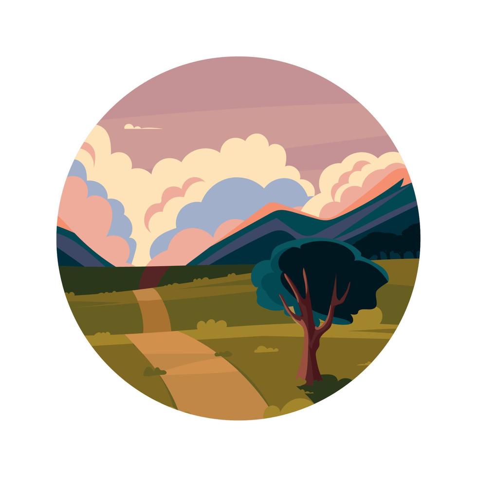 rural landscape, round design vector