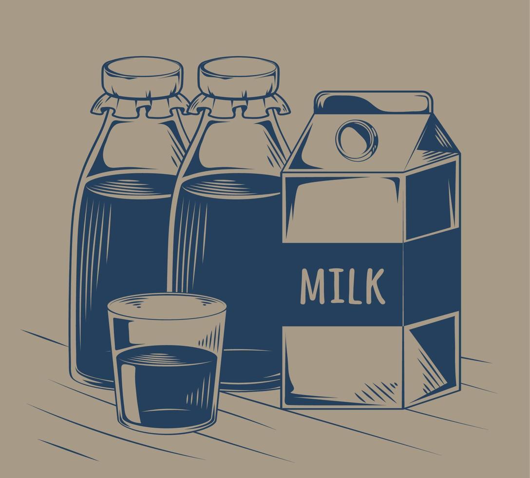 milk bottles drink vector