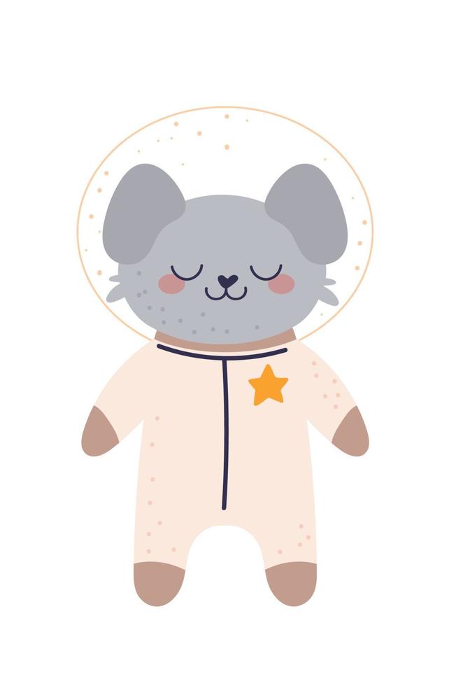 cute astronaut cat vector