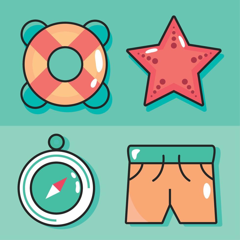 set of summer vector