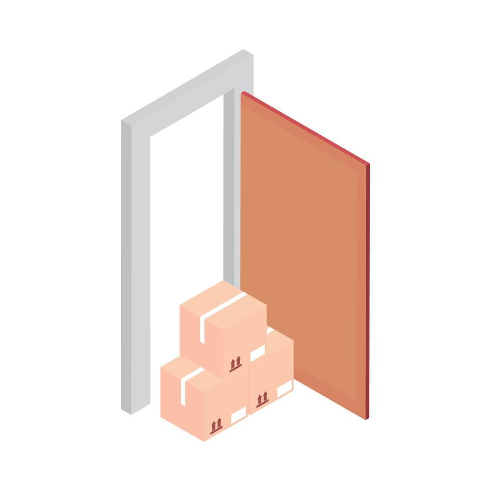 delivery boxes in door vector