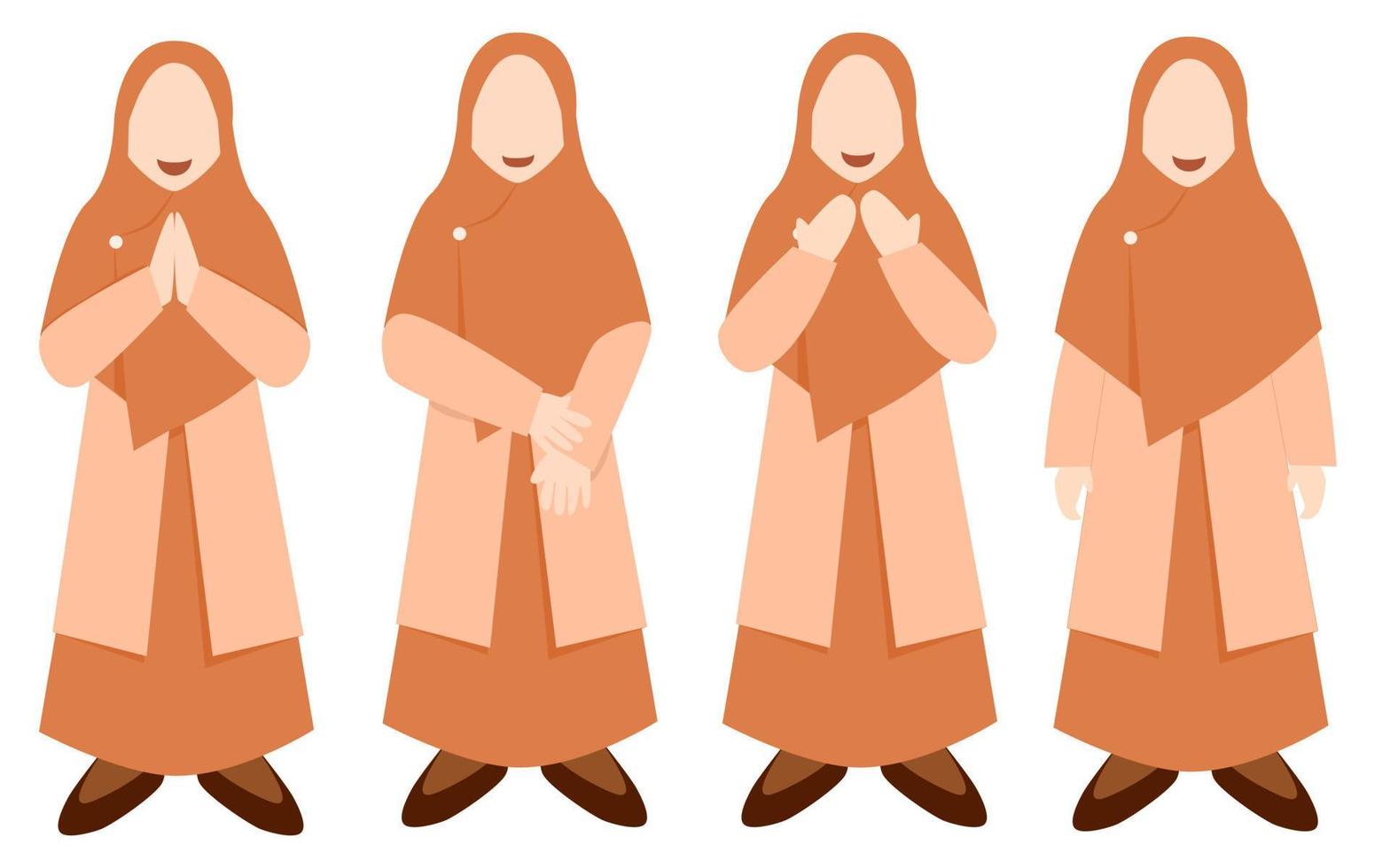 Muslim woman character with different pose vector