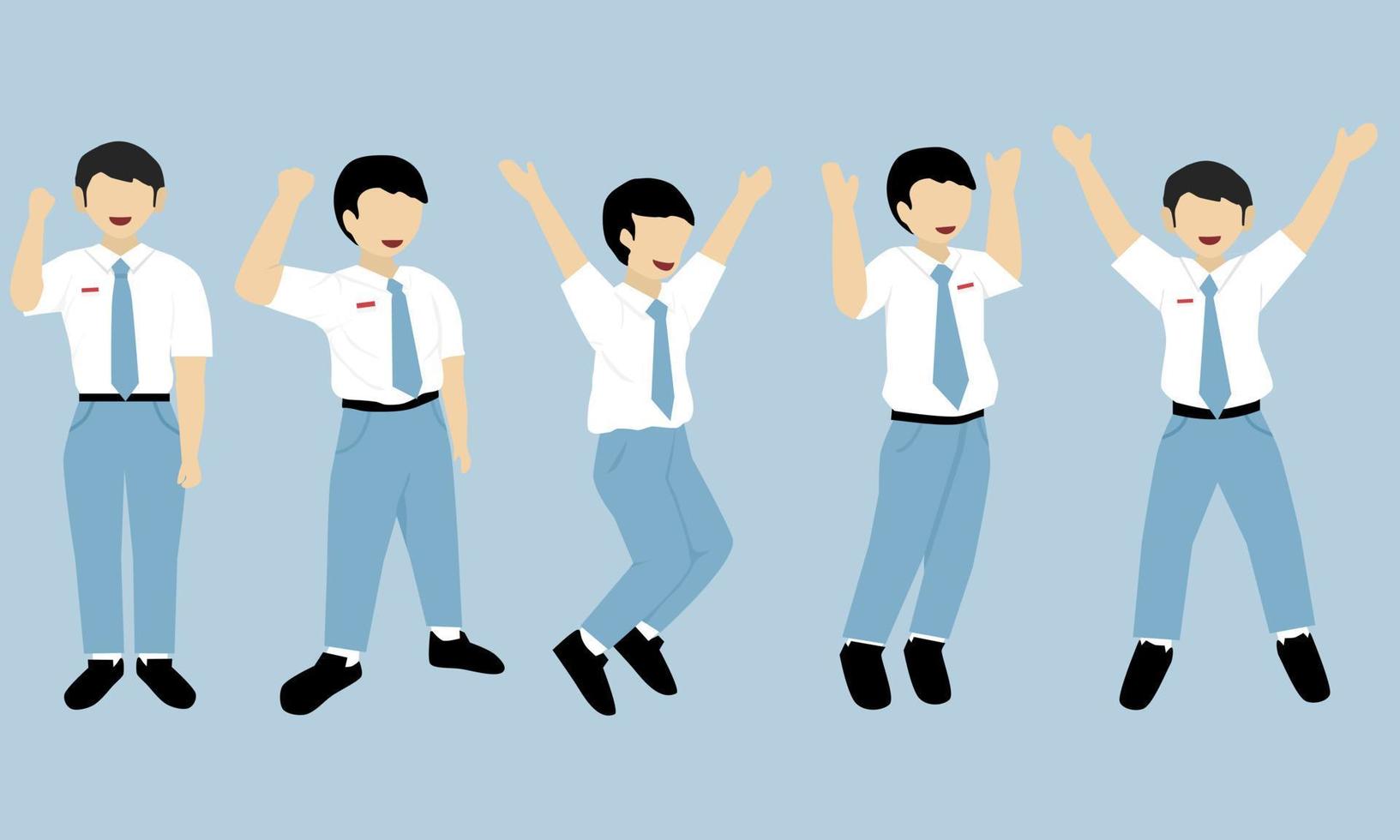 set of indonesian senior high school student character vector