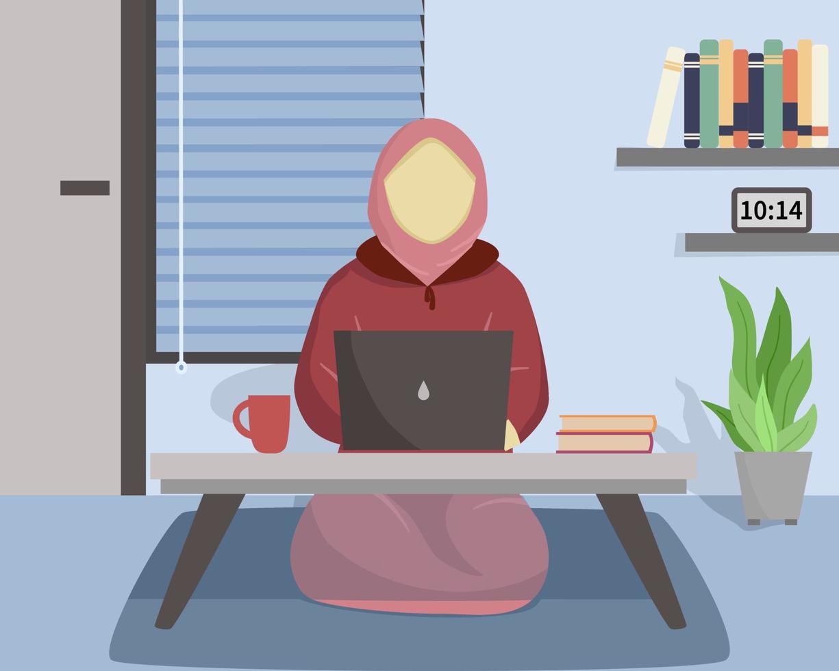Illustration of Home office. Working at home. Studying at Home. Freelance. vector